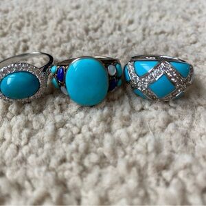 Turquoise and Silver Women's Ring Set